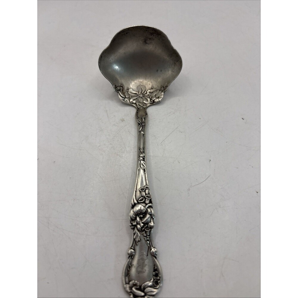 1835 R. Wallace A1 Floral Soup Spoon /Ladle 5” Long Floral Pattern Monogrammed B